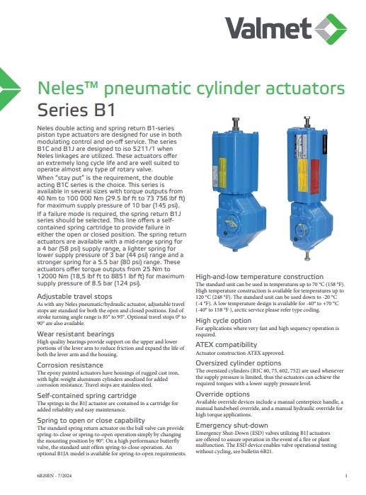 valmet neles pneumatic actuator B1 tech